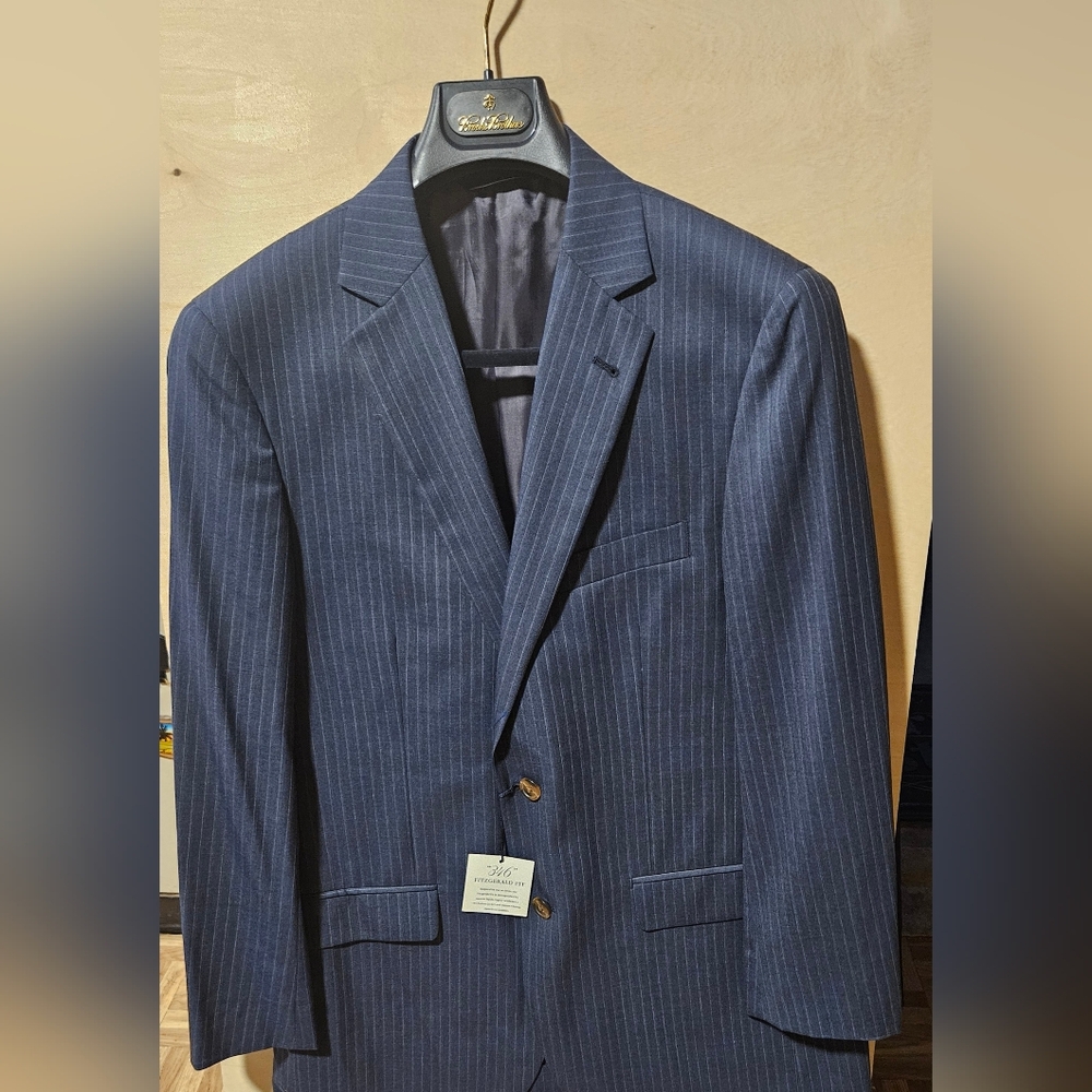 Brooks Brothers Navy Pinstripe Wool Suit Jacket